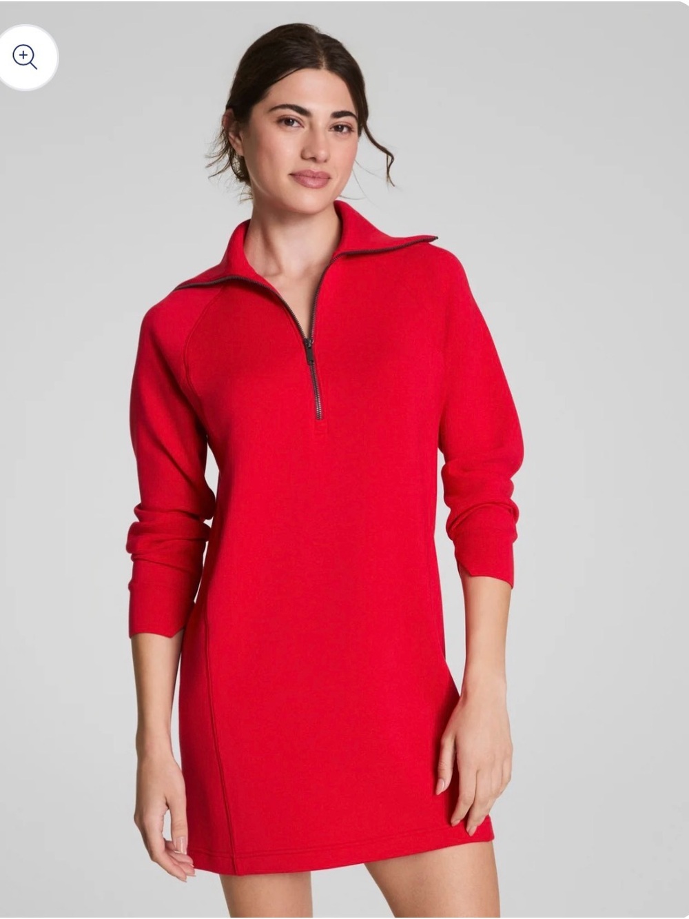 SPANX Red Half-Zip Mini Sweater Dress